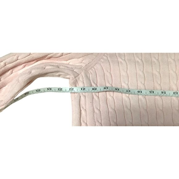 Eddie Bauer Pink Cable Knit Cardigan Sweater Stretch Buttons Womens Size Est L - Picture 8 of 10